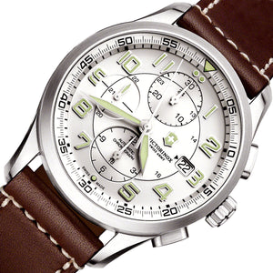 RELOJ VICTORINOX AIRBOSS MECH CHRONO, CUERO CAFE 241598