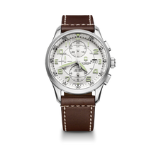 Cargar imagen en el visor de la galería, RELOJ VICTORINOX AIRBOSS MECH CHRONO, CUERO CAFE 241598
